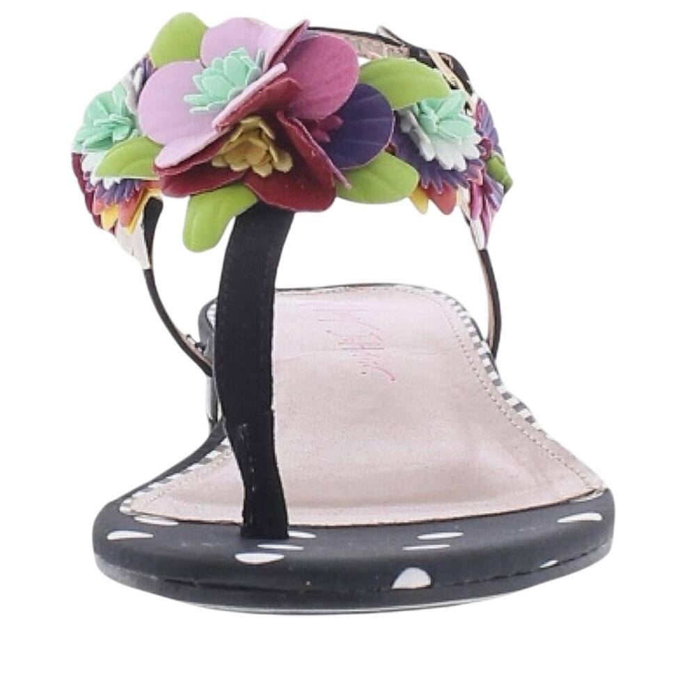 BETSEY JOHNSON Esmee Sandal in Black & White with Multicolor Flowers Size 10
